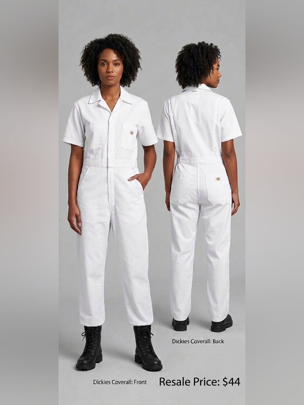 Dickies White Short-Sleeve Utility Coverall Jumpsuit
